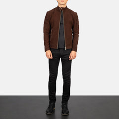 Fernando Quilted Suede Biker Jacket In Brown