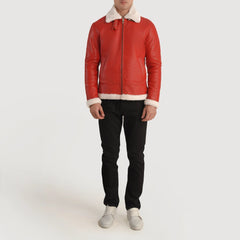 B-3 Red Premium Leather Aviator Jacket