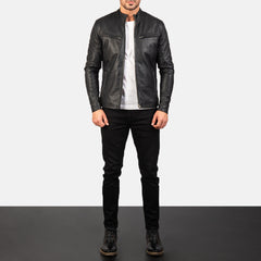 Ionic Leather Jacket In Black