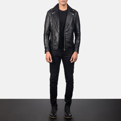 Noah Leather Biker Jacket In Black