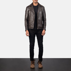 Noah Leather Biker Jacket In Brown