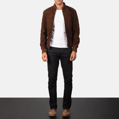 Shane Suede Bomber Jacket In Mocha