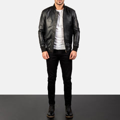 Bomia Ma-1 Black Leather Bomber