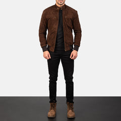 Sven Suede Bomber Jacket In Mocha