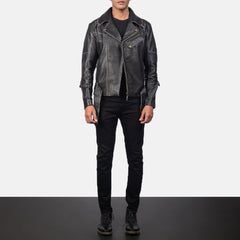 Vincent Leather Biker Jacket In Black