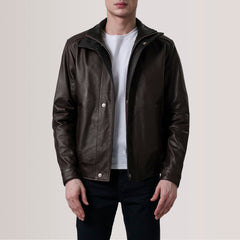 Alfred Leather Bomber Jacket Maroon