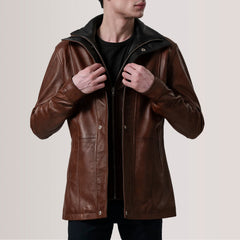 Connor Coat Made From Waxed Brown Leather