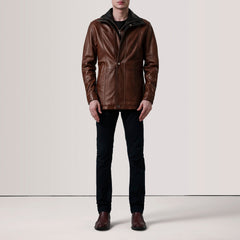 Connor Coat Made From Waxed Brown Leather
