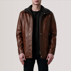 Connor Coat Made From Waxed Brown Leather