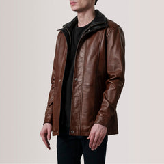 Connor Coat Made From Waxed Brown Leather