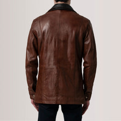Connor Coat Made From Waxed Brown Leather