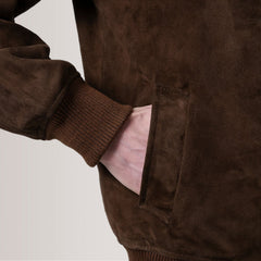 Lester Suede Bomber Jacket In Brown