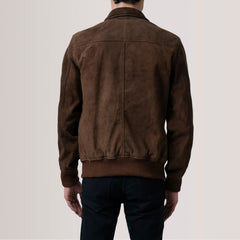 Lester Suede Bomber Jacket In Brown