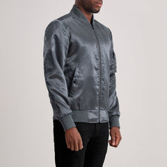 Quinton Ma-1 Bomber Jacket In Grey