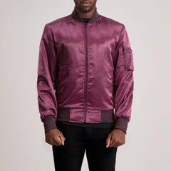 Quinton Ma-1 Bomber Jacket In Maroon