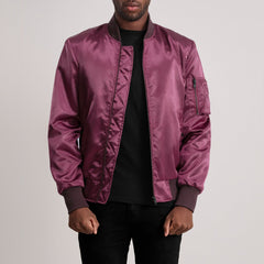 Quinton Ma-1 Bomber Jacket In Maroon