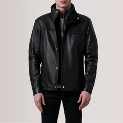 Sean Leather Classic Jacket In Black