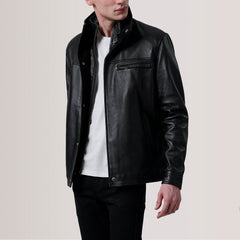 Sean Leather Classic Jacket In Black