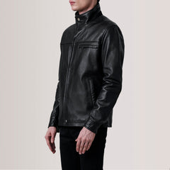 Sean Leather Classic Jacket In Black