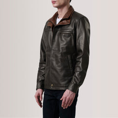 Sean Leather Classic Jacket In Brown