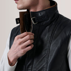 Zane Leather Vest In Black