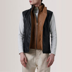 Zane Leather Vest In Black