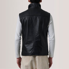 Zane Leather Vest In Black