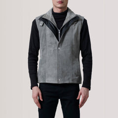 Zane Suede Vest In Grey