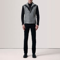 Zane Suede Vest In Grey