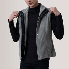 Zane Suede Vest In Grey
