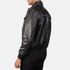 Aaron Icon Black Leather Bomber Jacket