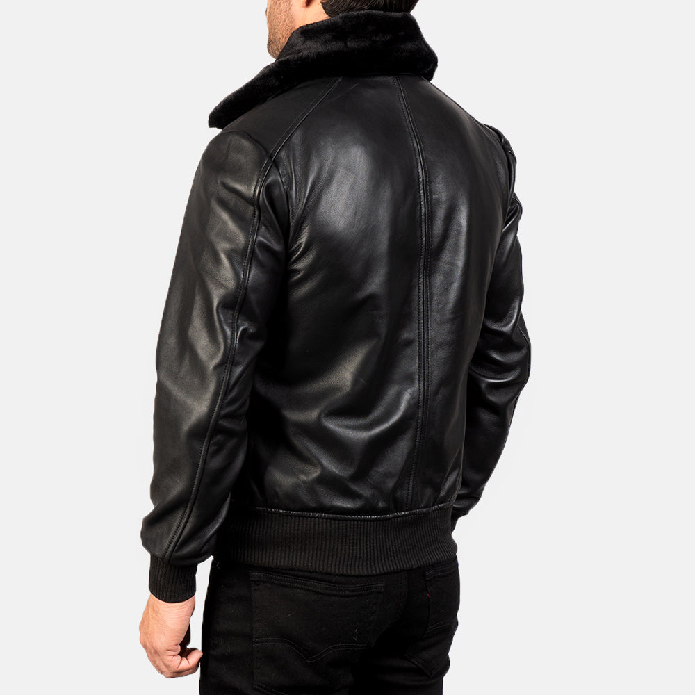 G-1 Aviator Black Leather Bomber Jacket