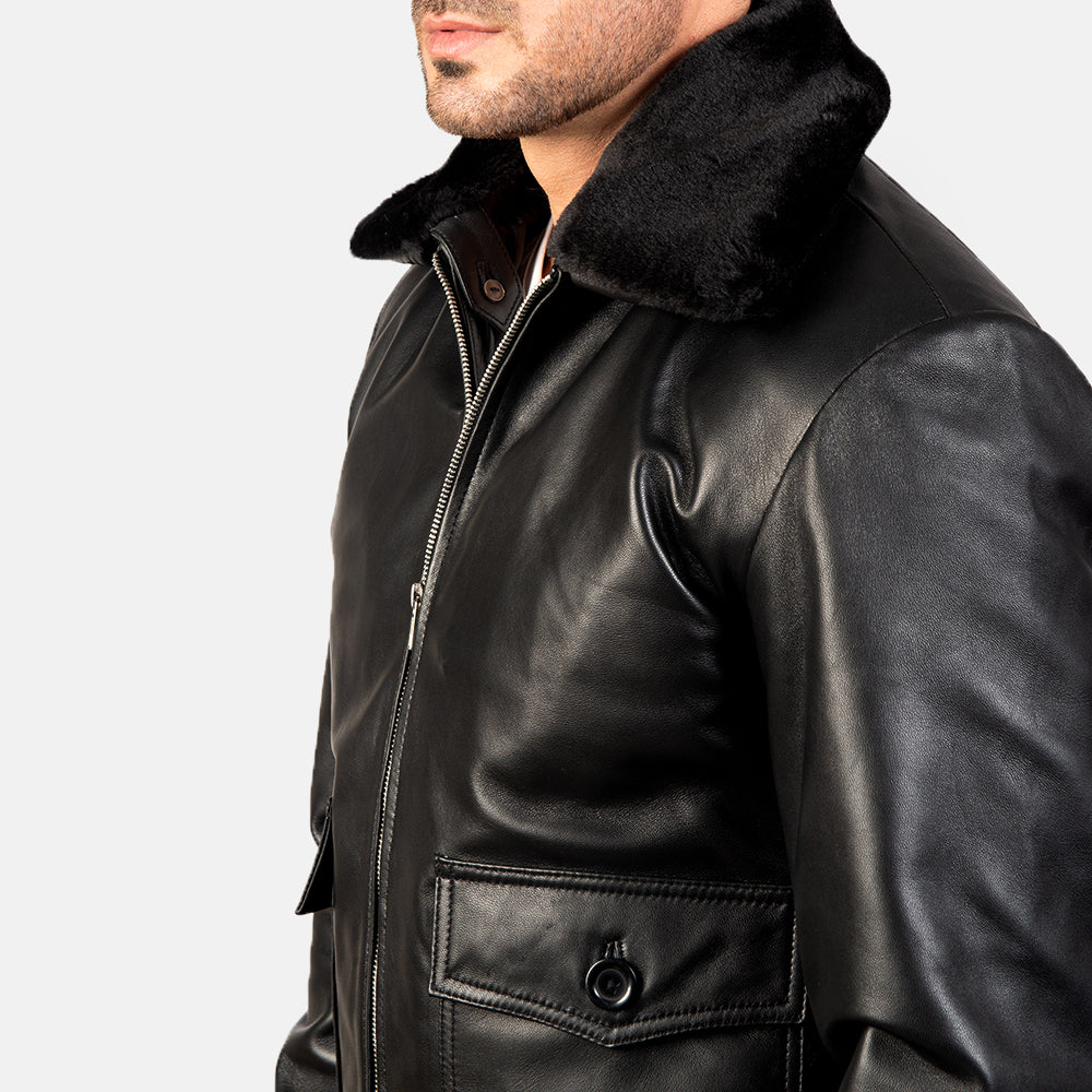 Men's C7-Force Black Leather Pilot Jacket