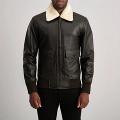 Airin G-1 Leather Bomber Jacket Brown & Cream