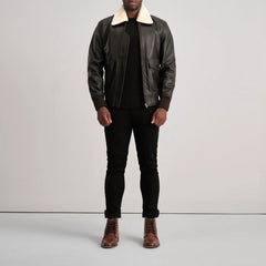 Airin G-1 Leather Bomber Jacket Brown & Cream