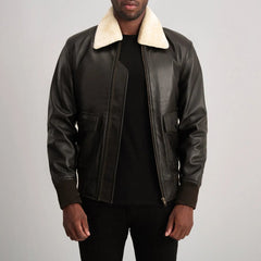 Airin G-1 Leather Bomber Jacket Brown & Cream