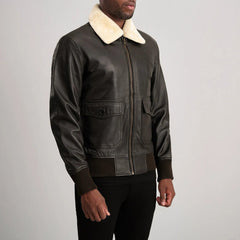 Airin G-1 Leather Bomber Jacket Brown & Cream