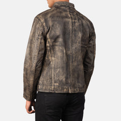 Alex Leather Biker Jacket Distressed Brown