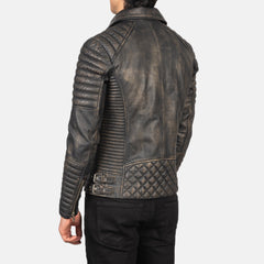 Armand Leather Biker Jacket Distressed Brown