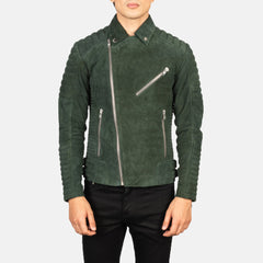 Armand Suede Biker Jacket Green