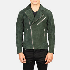Armand Suede Biker Jacket Green