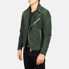 Armand Suede Biker Jacket Green