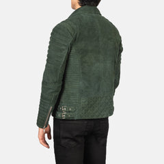 Armand Suede Biker Jacket Green