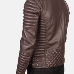 Armand Leather Biker Jacket Maroon