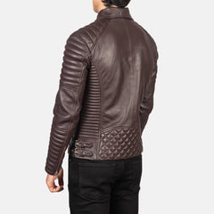 Armand Leather Biker Jacket Maroon