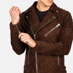 Armand Suede Biker Jacket Mocha