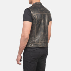 Atlas Moto Leather Vest Distressed Brown