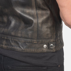Atlas Moto Leather Vest Distressed Brown