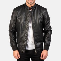 Avan Bomber Jacket Crafted In Black Leather