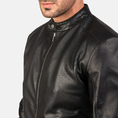 Avan Bomber Jacket Crafted In Black Leather